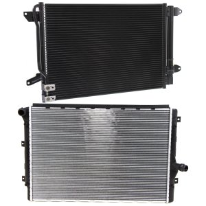 Radiator Kit for 2009-2014 Audi Jetta and 2010-2014 Golf with Aluminum Core, 4 Cylinder, 2.0L Engine, A/C Condenser - Replacement Part