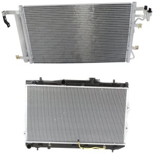 Radiator Kit for KIA Spectra 2004-2009/Spectra5 2005-2009, Auto/Manual Transmission, Aluminum Core, 4 Cylinder, 1.8L/2.0L Engine, Single-Row Core, with Air Conditioning Condenser, Replacement