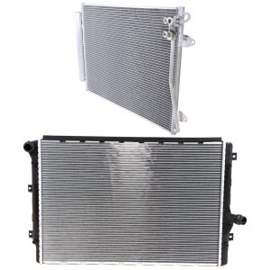 Radiator Kit for 2006-2008 Audi Passat, Aluminum Core, 4 Cylinder, 2.0 Litre Engine, 1-Row Core, with Air Conditioning Condenser, Replacement