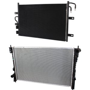 Radiator Kit for Ford Flex 2010-2012, Aluminum Core, 6-Cylinder, 3.5L Engine, 1-Row Core, with Air Conditioner Condenser, Replacement