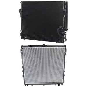 Aluminum Core Radiator Kit for Toyota Tundra (2010-2018)/Sequoia (2010-2011), 8 Cylinder, 4.6L/5.7L Engine, 1-Row Core, with Air Conditioning Condenser Replacement