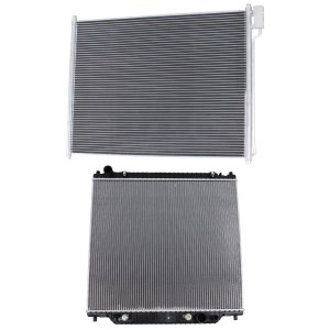Radiator Kit for Ford Excursion 2000-2005, F-250 Super Duty, F-350 Super Duty 1999-2004, Aluminum Core, 10/8 Cylinder, 6.8L/7.3L Engine, 2-Row Core, with Air Conditioning Condenser Replacement