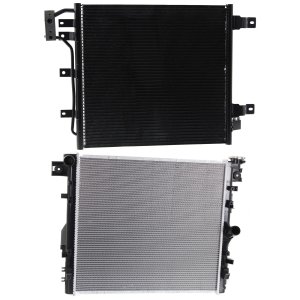 Radiator Kit for 2012-2018 Jeep Wrangler/Wrangler JK, Aluminum Core, 1-Row Core with Air Conditioning Condenser, Fits Auto/Manual Transmission, 6 Cylinder, 3.6L Engine - Replacement