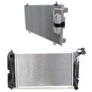 Radiator Kit for Toyota Vibe 2003-2008, 1.8L Engine, 4 Cylinder, Auto/Manual Transmission, Aluminum Core, 1-Row Core with Air Conditioning Condenser, Replacement