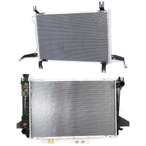 Radiator Kit for Ford F-350 1994-1997, Bronco, F-150 1994-1996, Auto/Manual Transmission, Aluminum Core, 8 Cylinder, 5.0L/5.8L Engine, 1-Row Core, with Air Conditioning Condenser Replacement