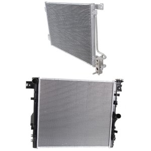 Radiator Kit for 2007-2011 Jeep Wrangler, Manual Transmission, Aluminum Core, 6 Cylinder, 3.8L Engine, 1-Row Core, with Air Conditioning Condenser, Replacement