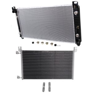 Radiator Kit for 2001-2002 Chevrolet Silverado 2500 HD/3500, Sierra 2500 HD, Auto Transmission, Aluminum Core, 8 Cylinder, 8.1L Engine, 2-Row Core, with A/C Condenser Replacement