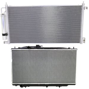 Aluminum Core Radiator Kit for 2003-2007 Honda Accord, 6 Cylinder, 3.0L Engine, 1-Row Core, with Air Conditioning Condenser - Premium Replacement