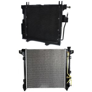 Radiator Kit for 1998-1999 Dodge Durango, Aluminum Core, Designed for 6/8 Cylinder, 3.9L/5.2L/5.9L Engine, One-Row Core, with Air Conditioning Condenser, Replacement