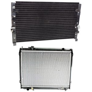 Radiator Kit for 1998-2004 Toyota Tacoma, Auto Transmission, Aluminum Core, 4 Cylinder, 2.4L/2.7L Engine, 1-Row Core, with A/C Condenser Replacement