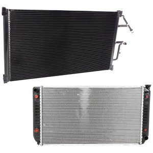 Aluminum Core Radiator Kit for Chevrolet C2500/C3500 1994-2000, C2500 Suburban 1994-1999, 8 Cylinder, 7.4L Engine, 2-Row Core, Includes A/C Condenser, Replacement