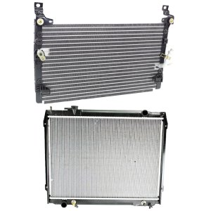 Radiator Kit for 1995-1997 Toyota Tacoma, Auto Transmission, Aluminum Core, 4 Cylinder, 2.4L/2.7L Engine, 1-Row Core, with Air Conditioning Condenser Replacement