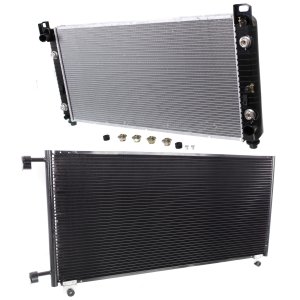 Radiator Kit for Chevrolet Silverado 2500 HD/Silverado 3500 2001-2002, Sierra 3500 2002-2002, Auto Transmission, Aluminum Core, 8 Cylinder, 8.1L Engine, 2-Row Core, with A/C Condenser Replacement