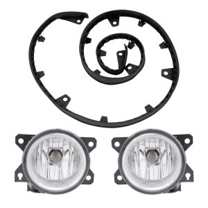 Fog Light Assembly for Honda Civic 2017-2021, Right (Passenger) and Left (Driver), 3-Piece Kit, Halogen, with Valance, Replacement