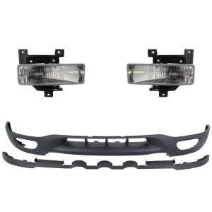 Front Lower Valance for Ford F-150 (1999-2001) / F-250 (1999) Right (Passenger) & Left (Driver), 3-Piece Kit, Plastic, Textured, with Fog Light Replacement