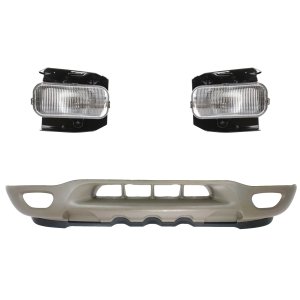 Front Lower Valance for Ford Expedition 1999-2002 / F-150 1999-2003, Right (Passenger) and Left (Driver), 3-Piece kit, Plastic, Painted Beige, with Fog Light Replacement