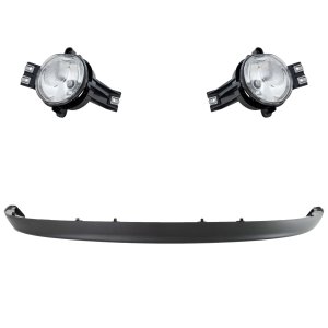 Front Lower Valance 3-Piece Kit for Dodge Ram 1500 (2002-2008) / Ram 2500 (2003-2009), Right (Passenger) and Left (Driver), Plastic Textured with Fog Light, Replacement