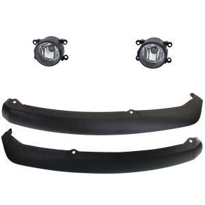 Front Fog Light Assembly for Ford Focus 2012-2014, Right (Passenger) and Left (Driver), 3-Piece Kit, Halogen, with Valances, Replacement