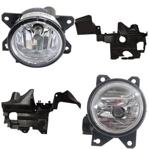 Front Lower Valance for Honda Civic 2017-2020, Right (Passenger) and Left (Driver), 4-Piece Kit, Original Equipment Comparable, with Fog Lights, Replacement