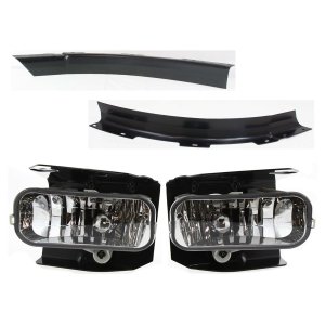Fog Light Kit for Ford Expedition 1999-2002, F-150 Heritage 2004, Right (Passenger) and Left (Driver), 3-Piece Chrome Replacement