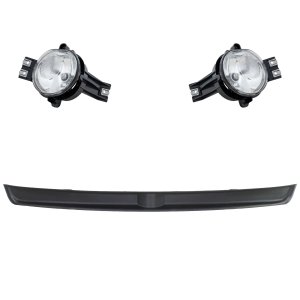 Front Bumper Molding Kit for Dodge Ram 1500 (2003-2008) / Ram 3500 (2003-2009), Right (Passenger) and Left (Driver), 3-Piece, Black, without Tow Hook Replacement