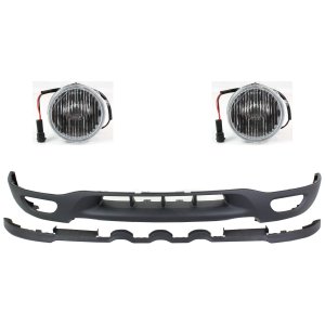 Front Valance for Ford F-150 1999-2000, 3-Piece Kit, Made of Plastic, Textured with Fog Light Feature, Replacement
