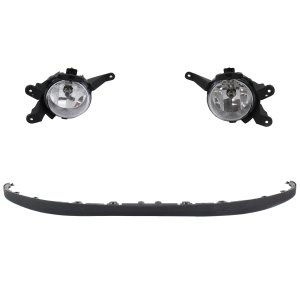 Front Lower Valance for Chevrolet Cruze 2011-2015 / Cruze Limited 2016, Right (Passenger) and Left (Driver) Sides, 3-Piece Kit, Plastic, Textured, with Fog Light Replacement 