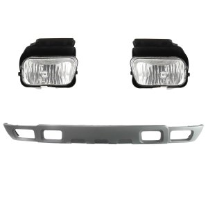 Front Lower Valance for Chevrolet Avalanche 1500/Avalanche 2500 2002-2006, Right (Passenger) and Left (Driver), 3-Piece kit, Plastic, Textured Gray, with Fog Light Replacement