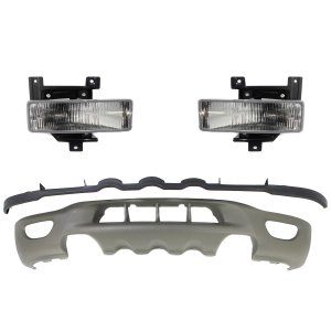Fog Light Assembly for Ford F-150 1999-2001 / F-250 1999, Right (Passenger) and Left (Driver), 3-Piece Kit, Halogen, with Valance, Replacement