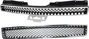 Grille Assembly Kit for 2007-2013 Chevrolet Avalanche/Suburban 2500, 2007-2014 Suburban 1500/Tahoe, Upper and Lower, with Bumper Grille Replacement