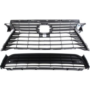 Grille Assembly for Lexus RX350/RX450H 2016-2018, 2-Piece Kit, Upper and Lower, Includes Bumper Grille, Excludes F Sport Package, Suitable for RX350, Canadian Manufactured, Replacement
