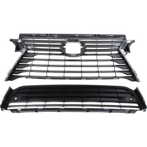Grille Assembly Kit for 2016-2018 Lexus RX350/RX450H, 2-Piece Upper and Lower with Bumper Grille, Excluding F Sport Pkg, For RX350, Canada Built Models, Replacement