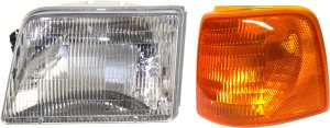 Headlight Assembly Kit for Ford Ranger 1993-1997, Left (Driver) Side, Halogen, 2-Piece Set with Corner Light, Replacement