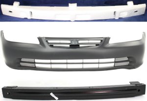 Front Bumper Cover Kit for 2001-2002 Honda Accord Sedan, 3-Piece with Bumper Absorber and Bumper Reinforcement, Replacement