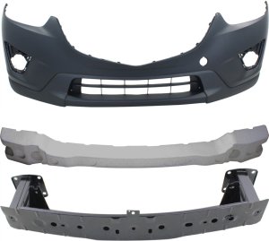 Front Bumper Cover for Mazda CX-5 2013-2016, 3-Piece Kit with Bumper Absorber and Bumper Reinforcement, Replacement