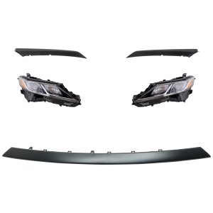 Headlight Assembly Kit for Toyota Camry 2018-2019, Right (Passenger) and Left (Driver), 5-Piece LED with Bumper Trim, Replacement