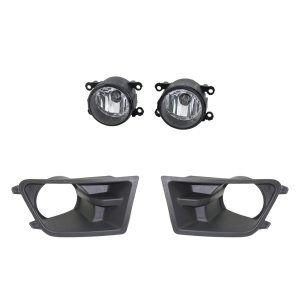 Front Fog Light Assembly for 2010-2012 Ford Mustang, Right (Passenger) and Left (Driver), 4-Piece Kit, Halogen, with Fog Light Trims, Replacement
