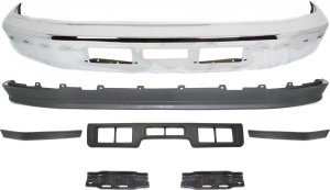 Front Bumper Kit for Ford F-Series 1992-1997, 7-Piece Set with Bumper Brackets, Bumper Trims and Valance, Replacement (F-150, F-250, F-350, F-450, F-550).