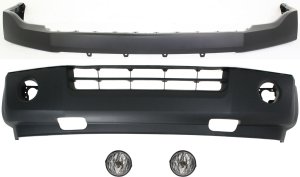 Front Bumper Cover for Ford Expedition 2007-2014, Upper and Lower, 4-Piece Kit with Fog Lights, Replacement