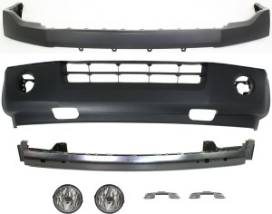Front Bumper Cover Kit for 2007 - 2014 Ford Expedition, Upper and Lower, 7-Piece Set with Bumper Brackets, Bumper Reinforcement and Fog Lights, Replacement
