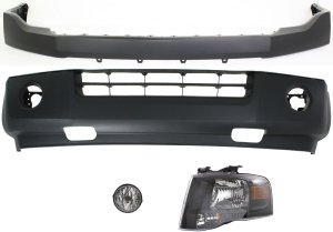 Headlight Assembly for Ford Expedition 2007-2014, Left (Driver), Halogen, 4-Piece kit with Bumper Covers and Fog Light, Replacement