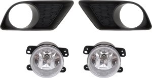 Fog Light Assembly Kit for Dodge Charger 2011-2014 Right (Passenger) and Left (Driver), 4-Piece, Halogen, includes Fog Light Trim, Replacement