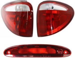 Tail Light Kit for Chrysler Town & Country 2001-2003, Right (Passenger) and Left (Driver), 3-Piece with Third Brake Light, Replacement