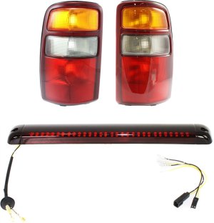 Tail Light Kit for CHEVROLET Tahoe 2000-2003, Right (Passenger) and Left (Driver), 3-Piece with Third Brake Light, Replacement