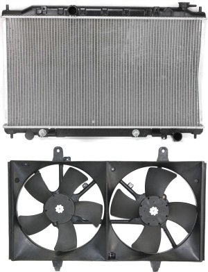 Radiator for Nissan Altima 2002-2006, 2-Piece Kit with Cooling Fan Assembly, Replacement