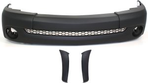 Front Bumper Cover for Toyota Tundra 2003-2006, 3-Piece Kit with Bumper Ends, Replacement
