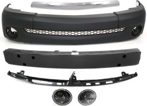 Front Bumper Cover Kit for Toyota Tundra 2003-2006, 6-Piece with Bumper Reinforcement, Bumper Retainer, Bumper Trim, and Fog Lights, Replacement