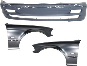 Front Bumper Cover for BMW 3-Series (1999-2001), 3-Piece Kit with Fenders, Replacement (318i, 318is, 323i, 323is, 328i, 328is)