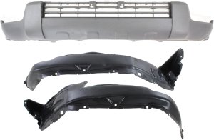 Front Bumper Cover for Toyota 4Runner 2003-2005, 3-Piece Kit with Fender Liners, Replacement