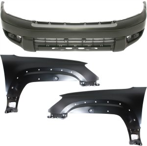 Front Bumper Cover with Fenders for Toyota 4Runner 2003-2005, 3-Piece Kit, Replacement